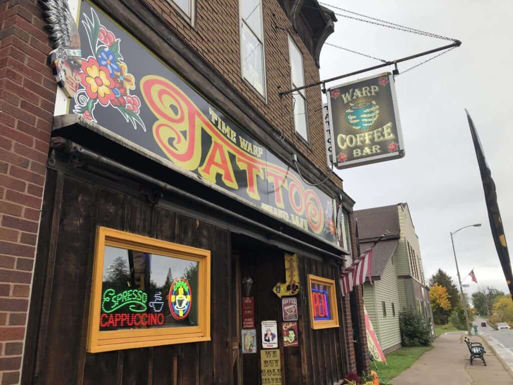 Time Warp Tattoo. Tattoos in Wisconsin. Tattoo Shops in Wisconsin. Tattoo Shops in Ashland. Coffee Bar. Tattoos and coffee. Things to do around Lake Superior. Tattoos near Lake Superior. 