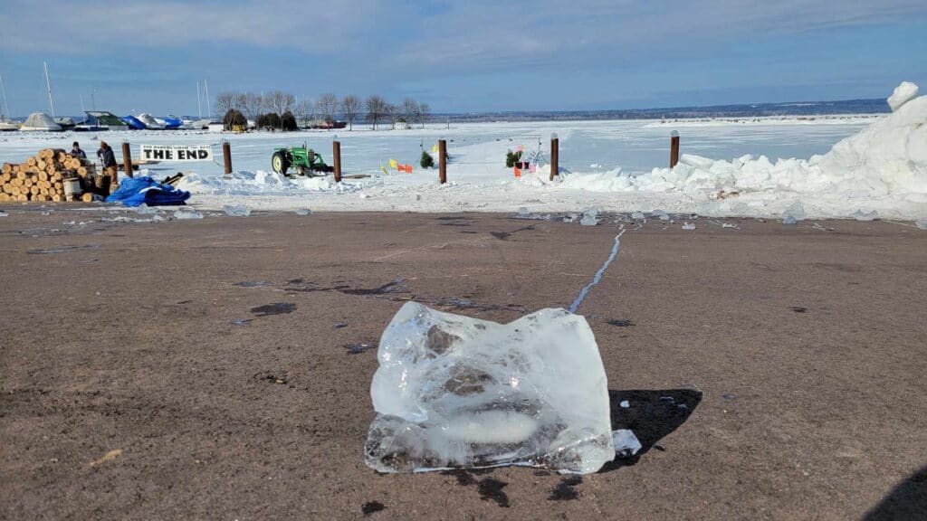 Book Across the Bay event on Lake Superior. Ashland Wisconsin events. Washburn Wisconsin Events. Lake Superior events. Winter Lake Superior Activities. Skiing. Snowshoeing. Frozen Lake Superior.