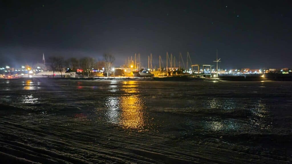 Ashland Marina. Book Across the Bay event on Lake Superior. Ashland Wisconsin events. Washburn Wisconsin Events. Lake Superior events. Winter Lake Superior Activities. Skiing. Snowshoeing. Frozen Lake Superior.