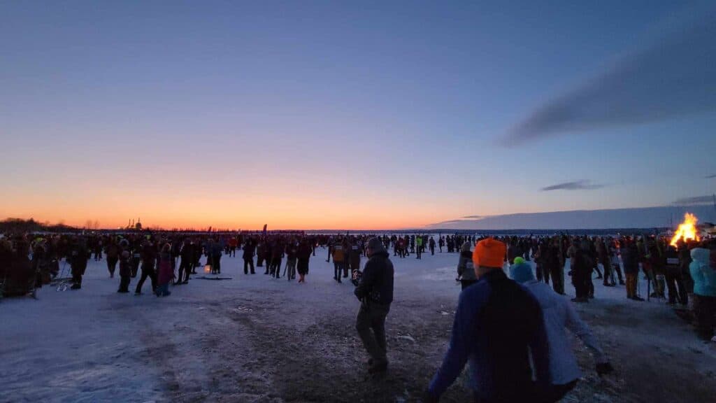 Book Across the Bay event on Lake Superior. Ashland Wisconsin events. Washburn Wisconsin Events. Lake Superior events. Winter Lake Superior Activities. Skiing. Snowshoeing. Frozen Lake Superior.