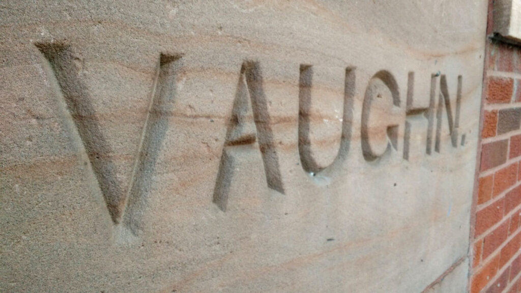 Vaughn Library cornerstone in Ashland, WI