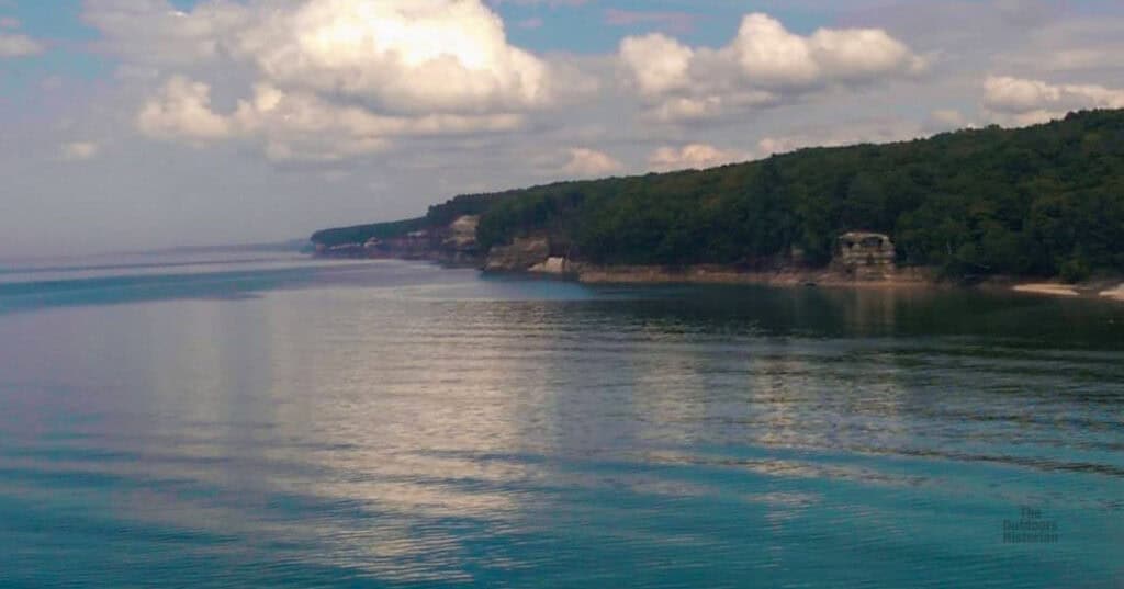 Chapel Rock at Pictured Rocks viewed from the distance