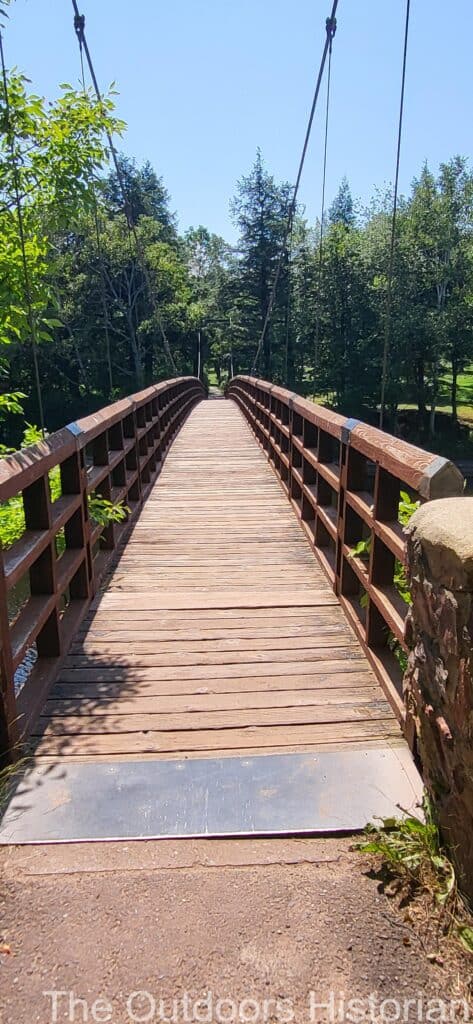 A view of the North Country Trail over the bridge.