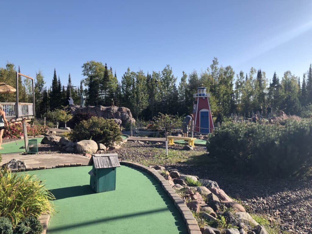 Putt n Pets Mini Golf in Grand Marais Minnesota On Lake Superior. Mini Golf in Minnesota. Things to do in Grand Marais Minnesota.